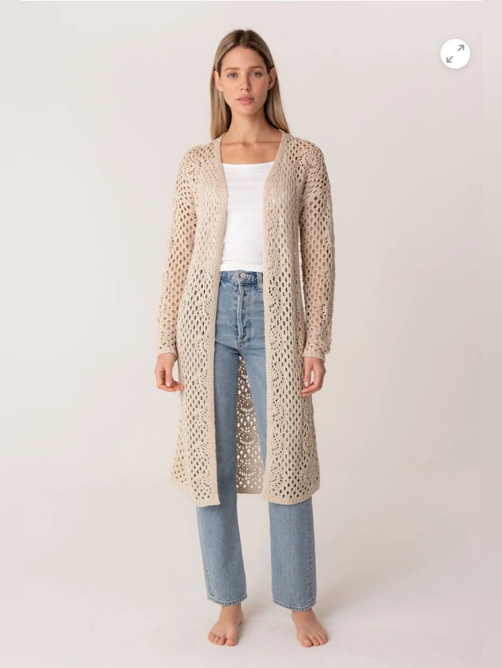 Lovestitch Prairie Crochet Cardigan Cream Size S